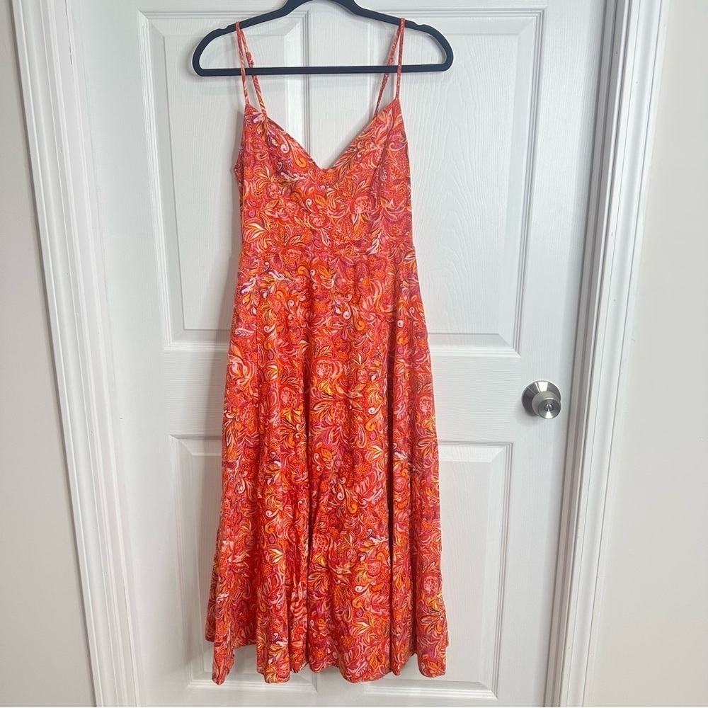 Jason Wu Linen floral paisley Midi dress size Small vacation summer resort